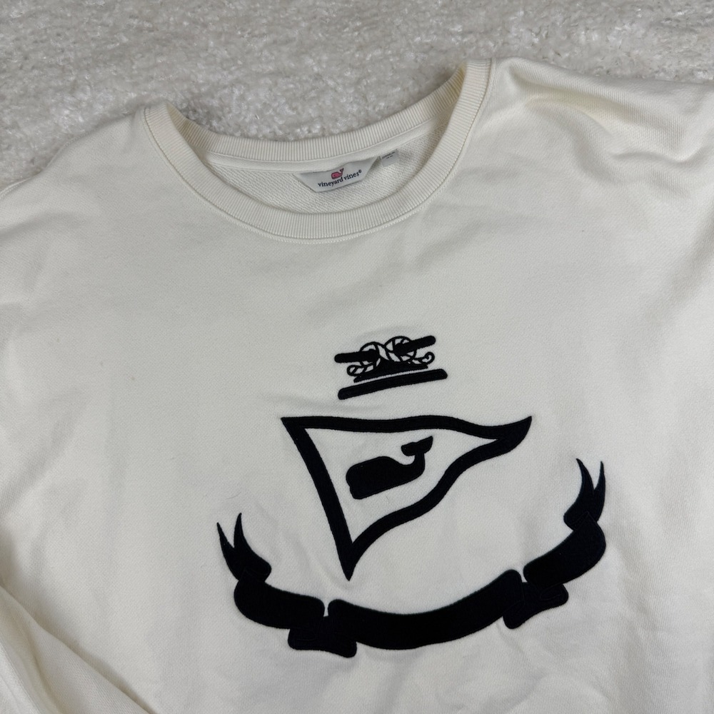 Vineyard Vines Burgee Embroidered Sweatshirt Womens 3X Marshmallow Colorway
